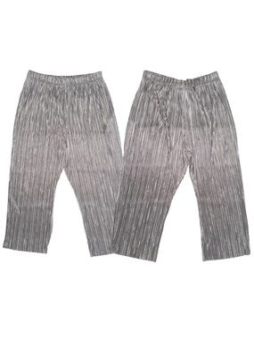 Pleated Wide-Leg Pants in Silver